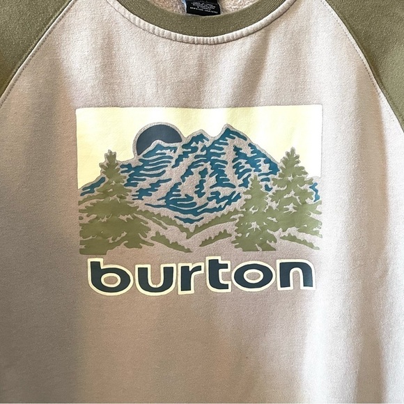 Burton Weir Sweatshirt Fleece Crew Neck Pullover Raglan Landscape Outdoor Tan S - Picture 9 of 12